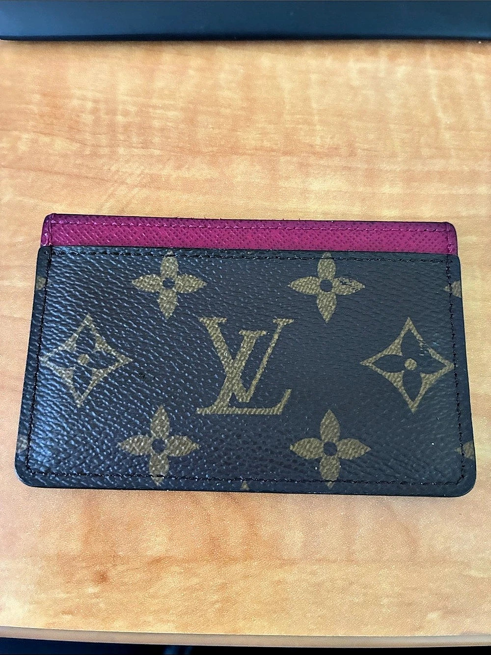 Louis Vuitton Porte Cartes Simple Card Holder Black & Pink